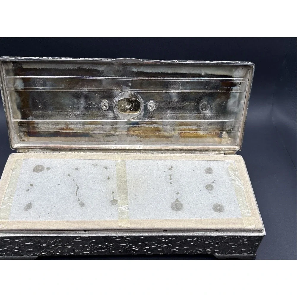 Vintage International Silver Co. Jewelry Box - Silver Plated, Floral Repousse